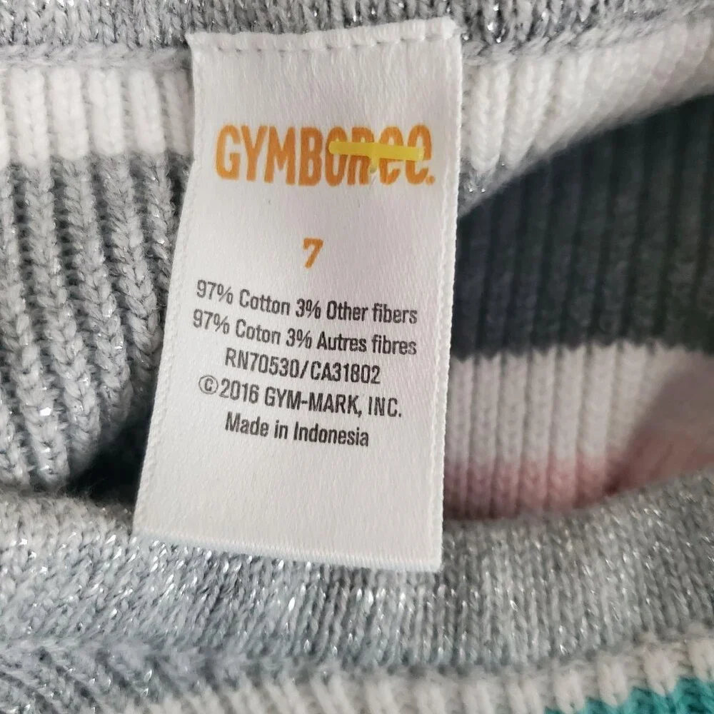 Gymboree Little Girls Long Sleeve Multicolor Striped Knit Sweater‎ Dress Size 7